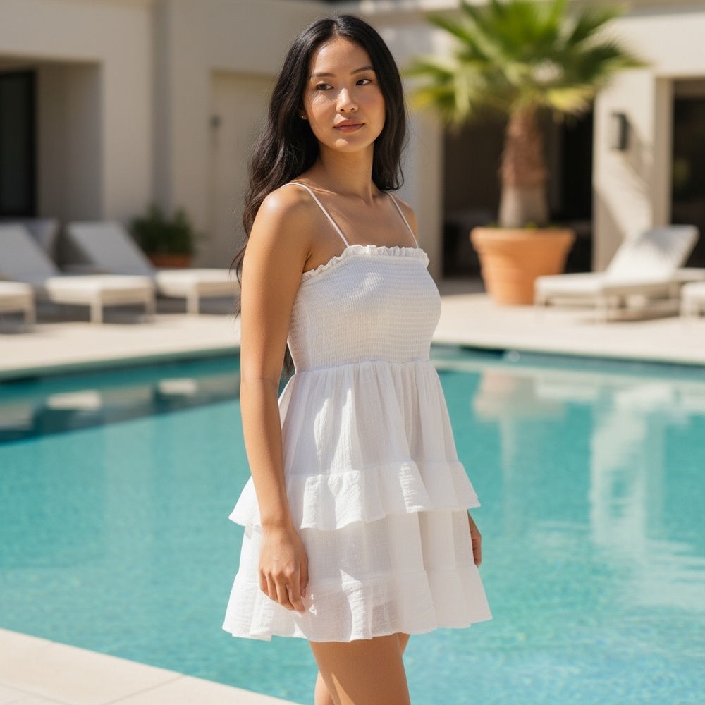 White Ruffled Sundress by Francesca. New With Tags Size Small. Summer, spring